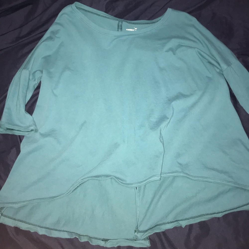Turquoise split back shirt